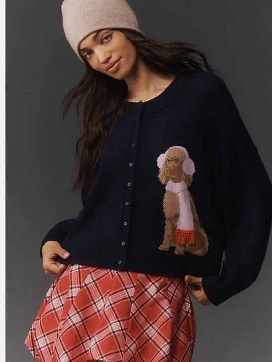 Anthropologie Sweaters - Anthropologie The Goldie Cashmere Blend Cardigan Sweater Goldendoodle Dog XL NWT
